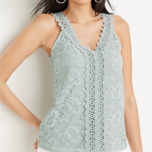 Maurices Sage Lace Crochet Trim Tank Top